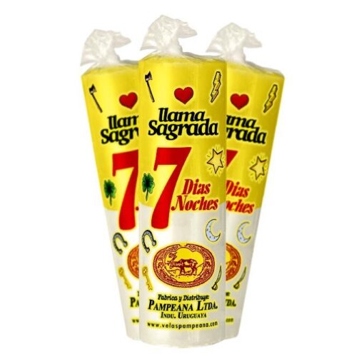 Velón 7 días amarillo y blanco