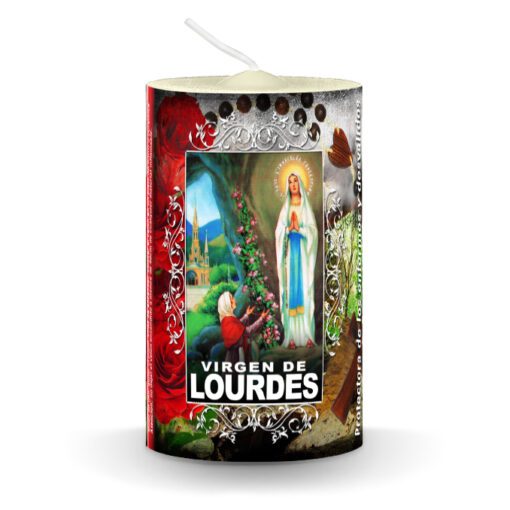 Velon con oracion de Virgen de Lourdes